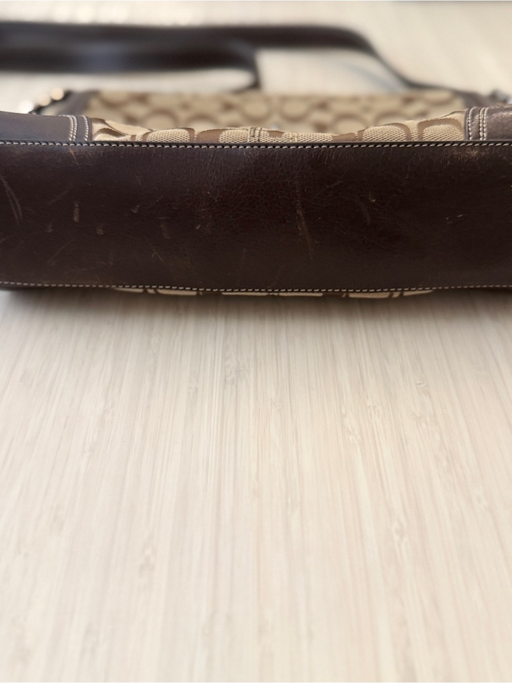 Coach Khaki and Chocolate Signature Canvas Turnlock Shoulder Bag - Picture 12 of 12